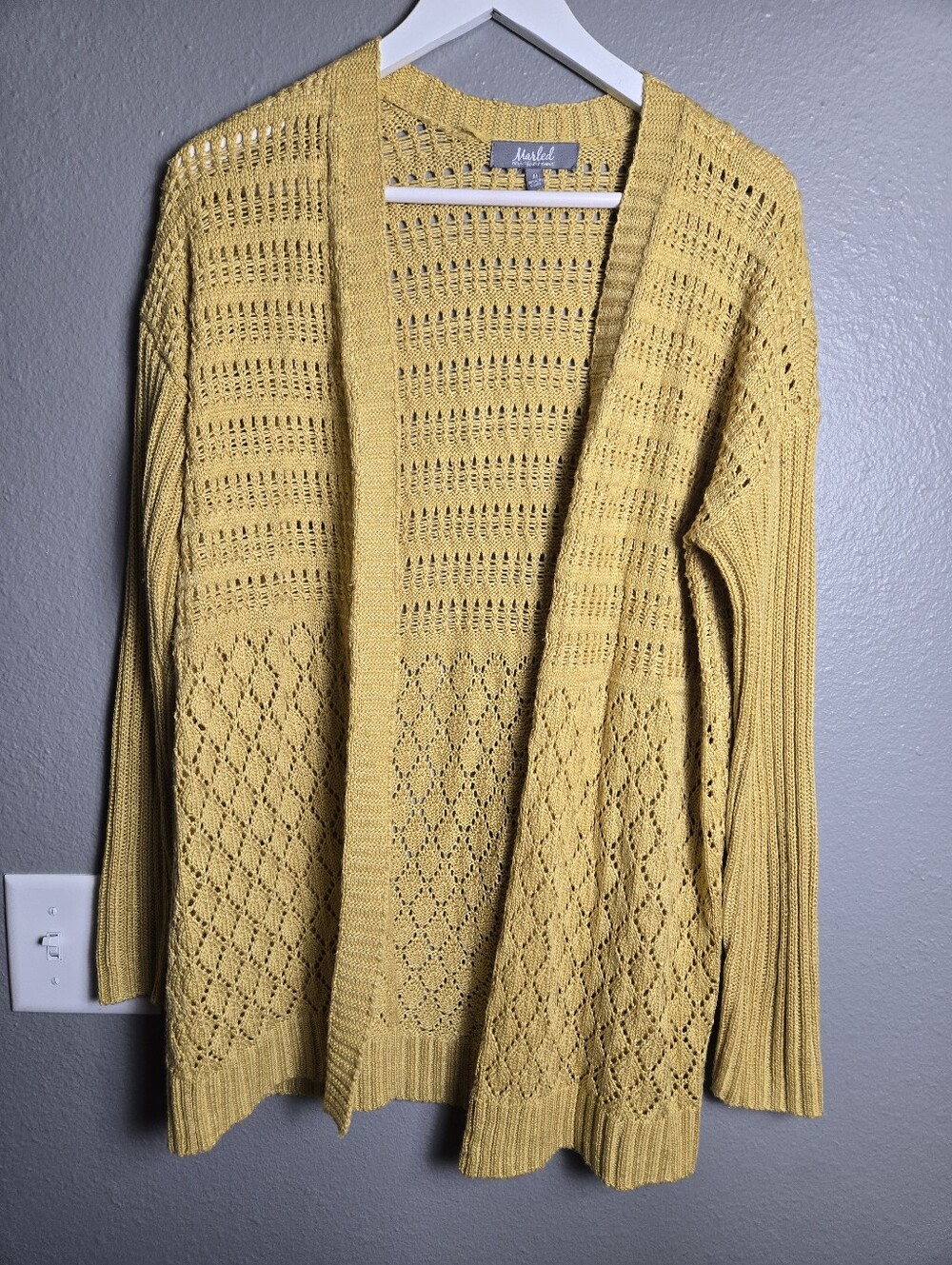 SUMMER SALE! $6 Marled Knit Open Yellow Long Cardigan Size Medium